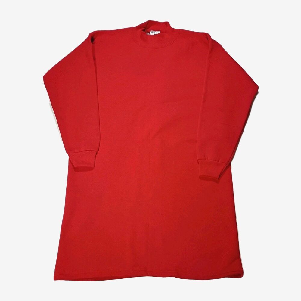 Vintage Lee Sturdy Sweats Sweatshirt Dress Red Womens One Size 80s Tunic NEW